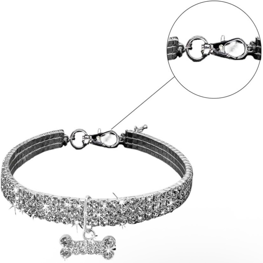 NWT No Label Bling Rhinestones Pet Necklace Collar - Picture 6 of 7